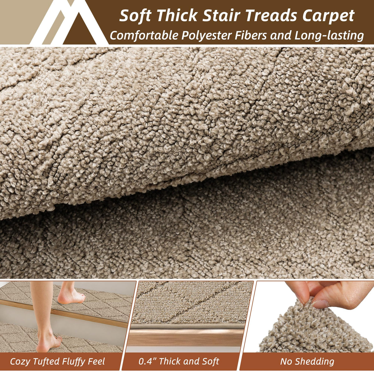 Stair Treads for Wooden Steps Indoor Non Slip 11"x30" (49.5 Sq Ft)