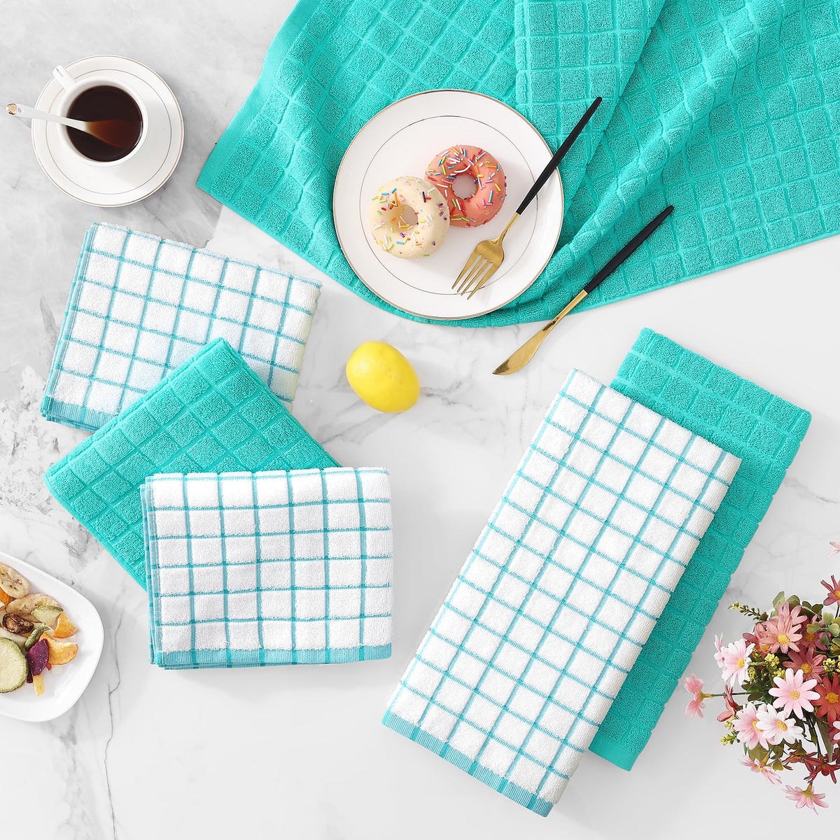 Large Premium Cotton Kitchen Towels 16"x 28" (6 Count)