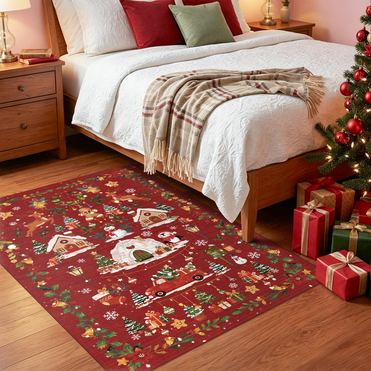 Washable Christmas Rug Runner 3x4