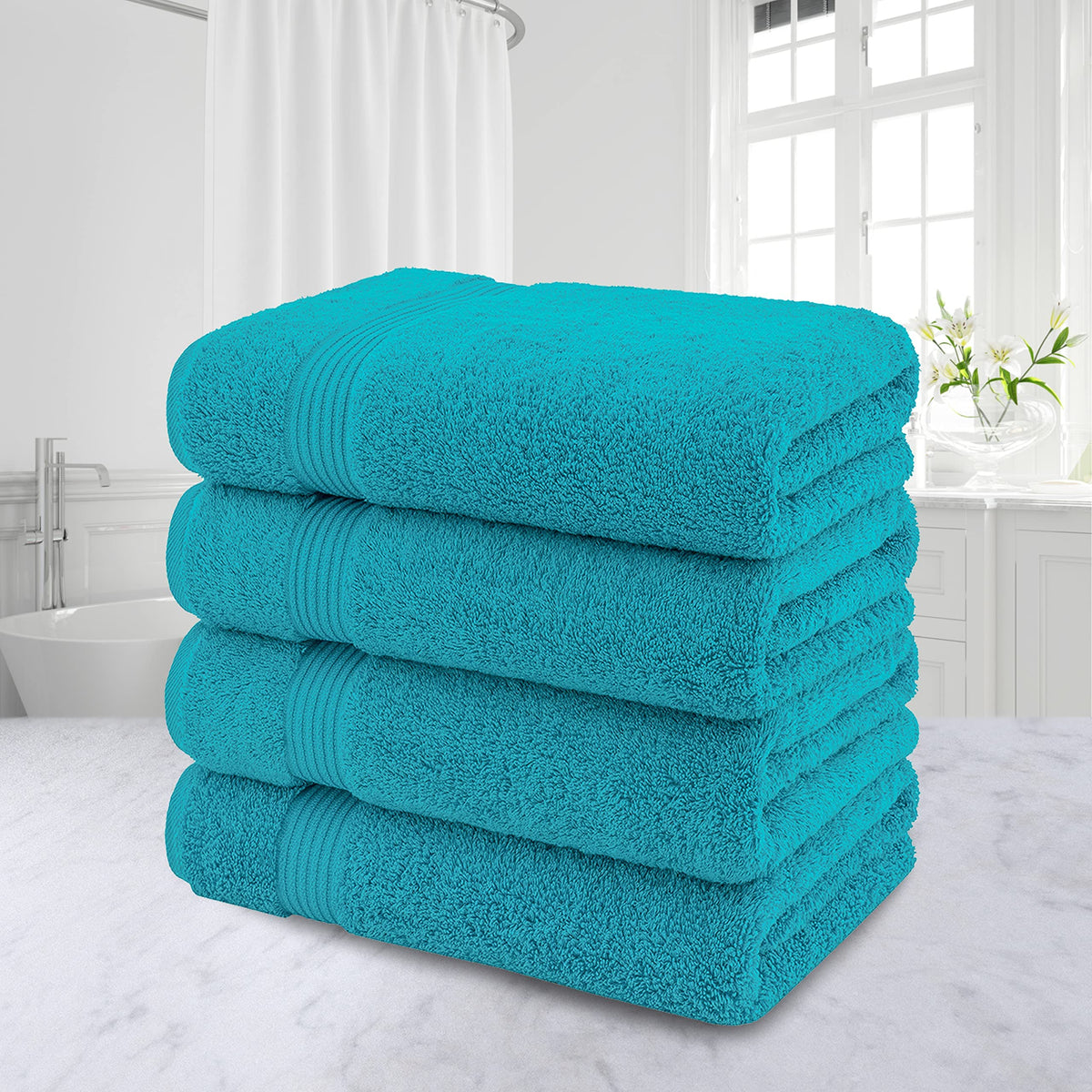 100% Cotton Turkish Bath Towels for Bathroom 4 Pack (4 Count)