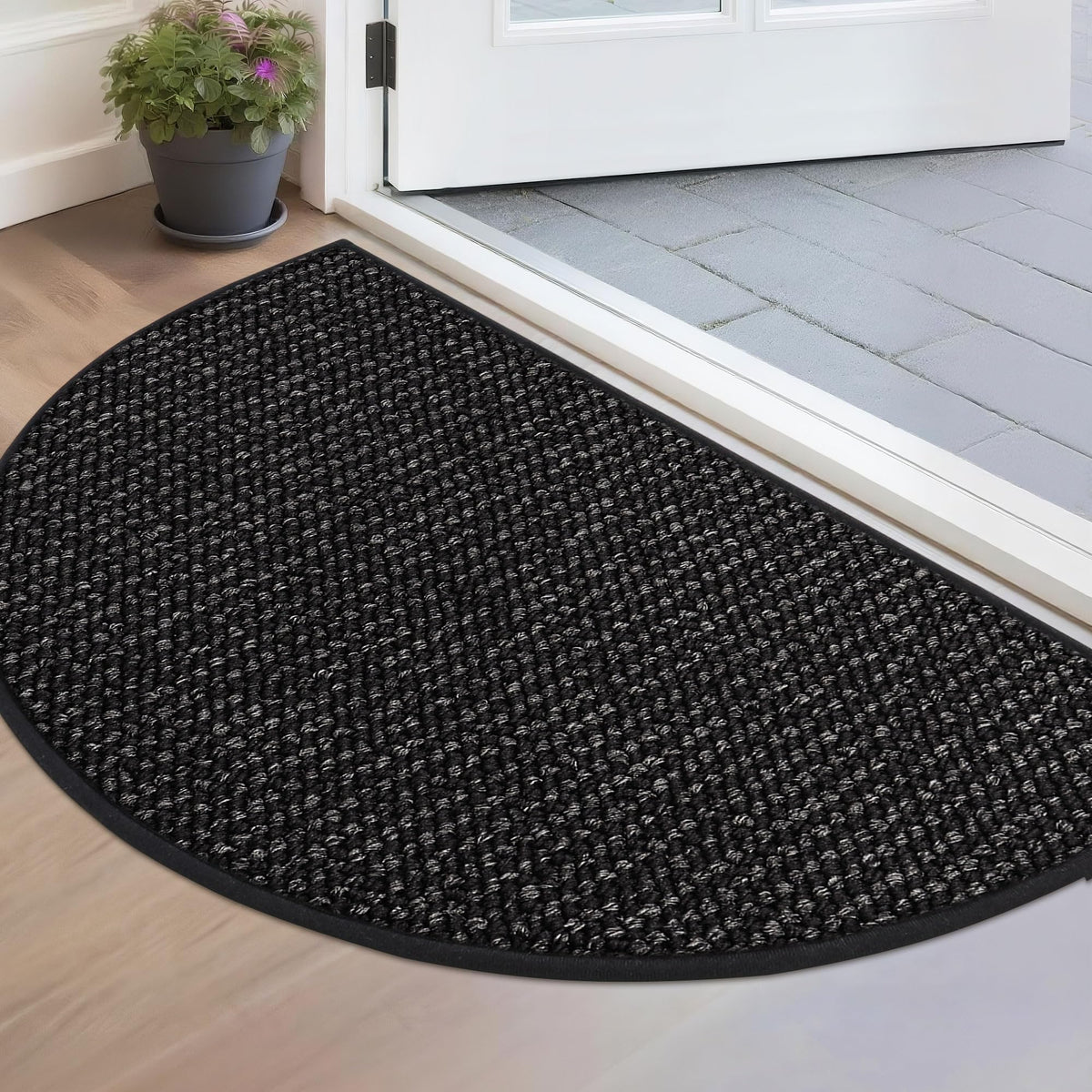 Dirt Trapper Door Mat 17" x 30" Half Circle Non Slip Rugs (2.125 Sq Ft)