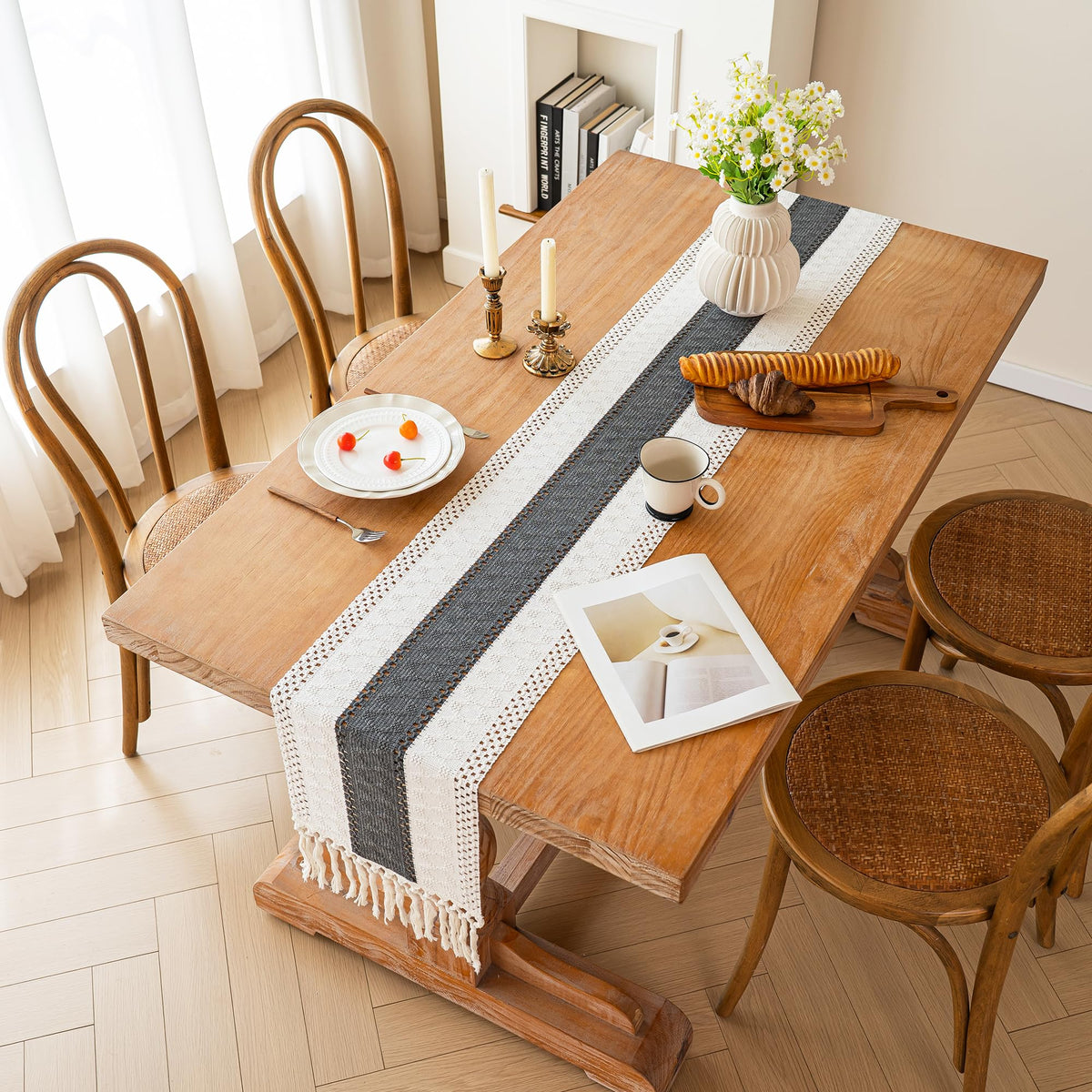 Farmhouse Table Runner for Home Decor 12x60 Grey Fall Home Decor (5 Foot)