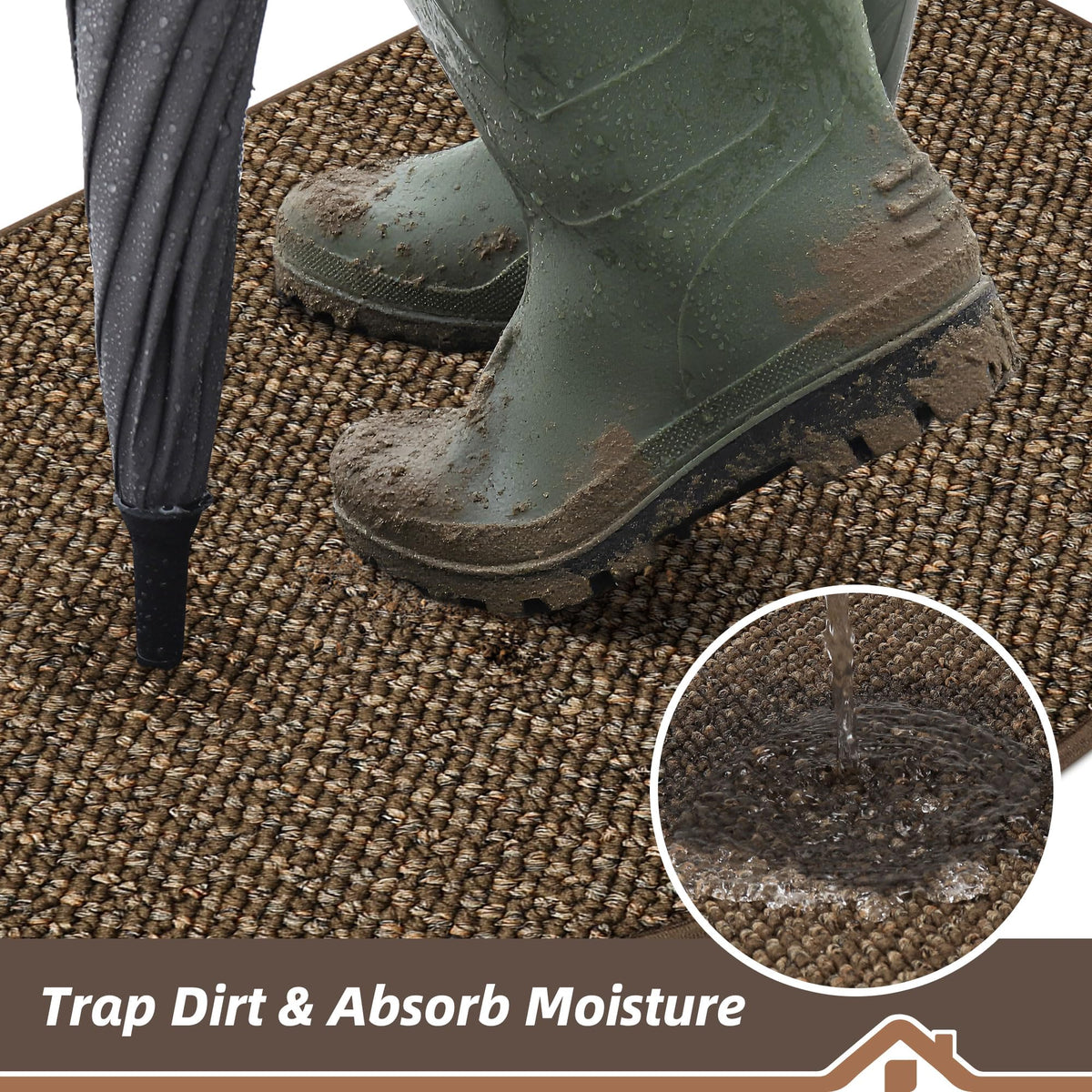 Dirt Trapper Door Mat 24" x 36" Half Circle Non Slip Rugs (2 Sq Ft)