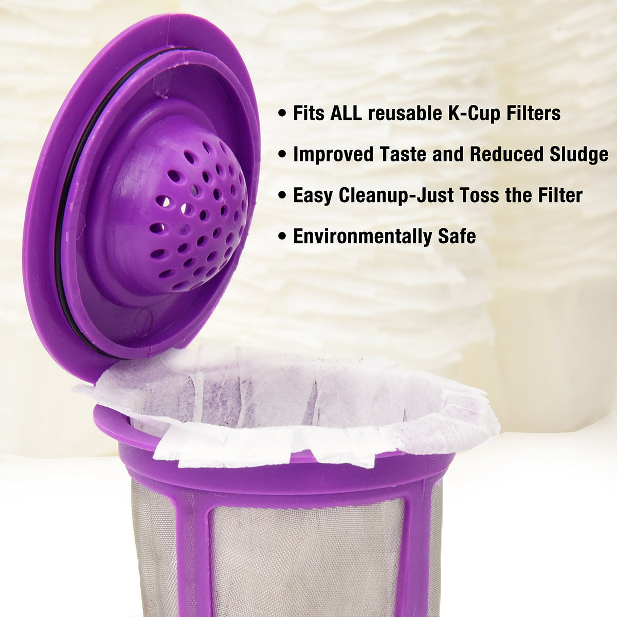 K Cup Disposable Paper Filters 300 Pack Fits With All Reusable Coffee Pods (300 Count)