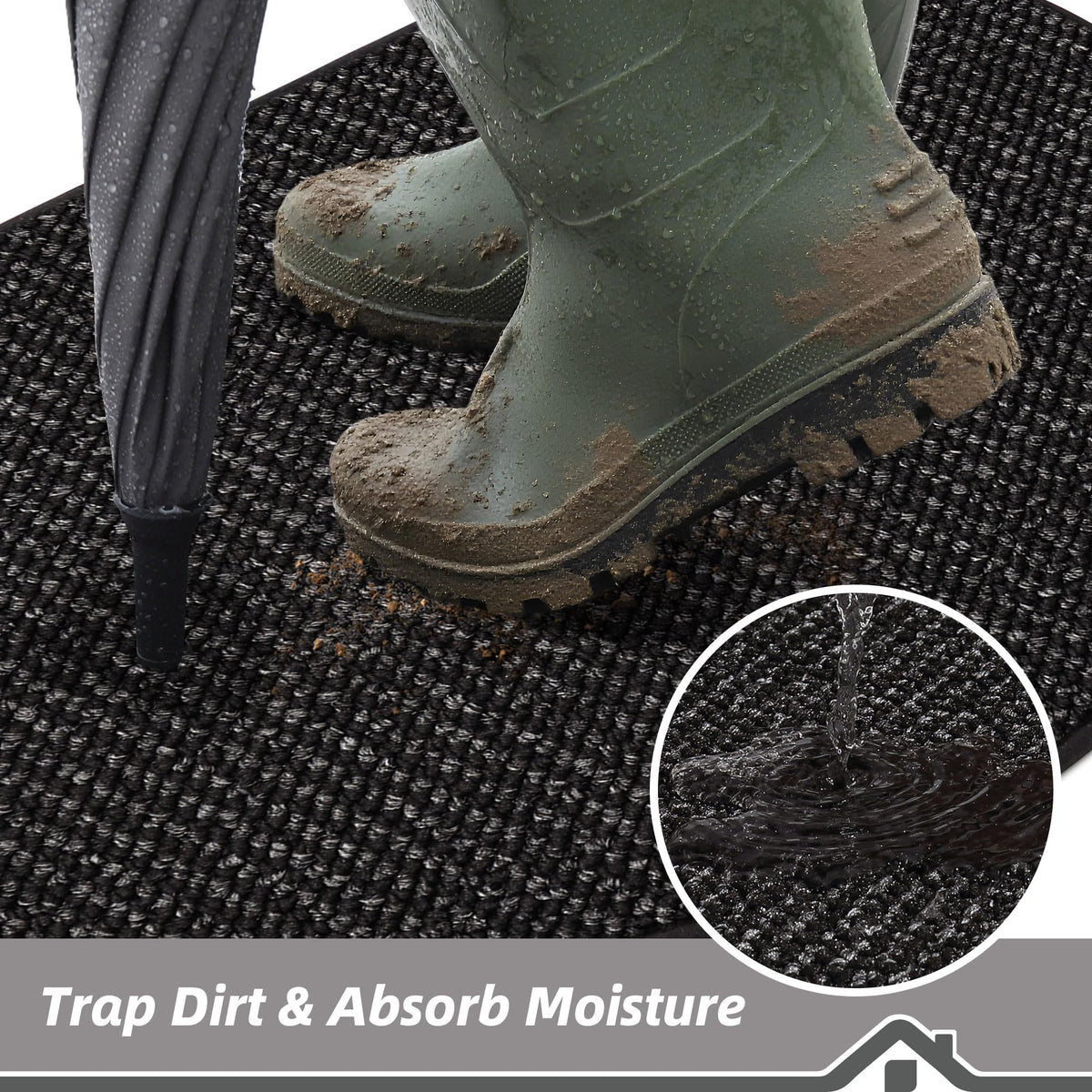 Dirt Trapper Door Mat 26" x 40" Half Circle Non Slip Rugs