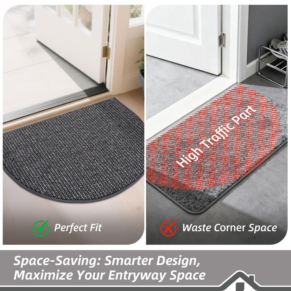 Dirt Trapper Door Mat 36" x 60" Half Circle Non Slip (15 Sq Ft)