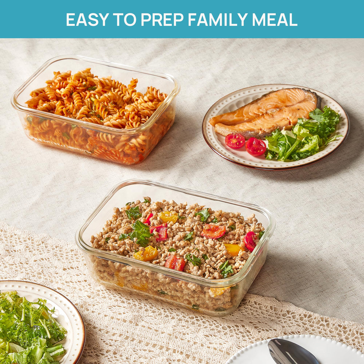 2Pack 1860ml 63oz Large Glass Storage Containers With Lids (2 Count)
