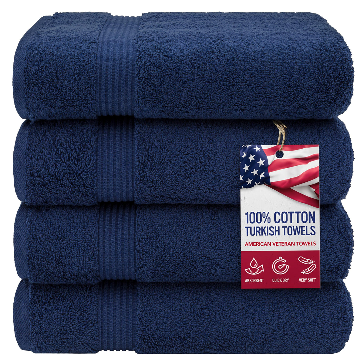 100% Cotton Turkish Bath Towels for Bathroom 4 Pack (4 Count)