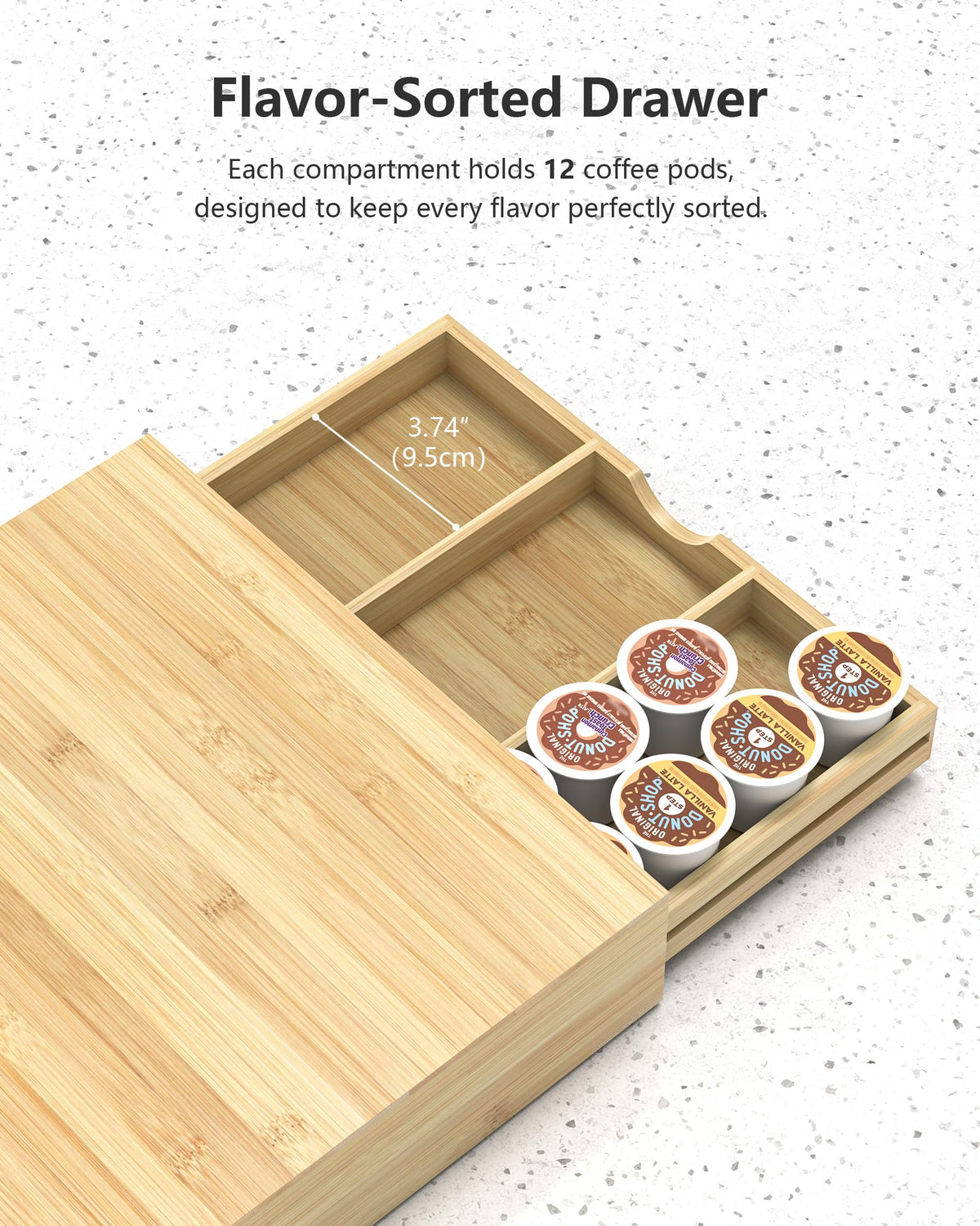 Bamboo Coffee Pod Drawer Organizer Compatible with K