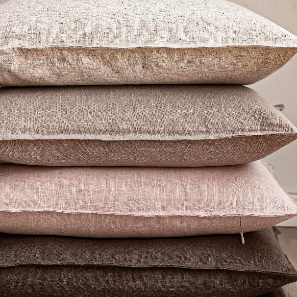 Pack of 2 Decorative Linen Solid Throw Pillow Covers Soft Accent Cushion Case Boho Farmhouse Pillowcase for Chair Couch Sofa Bedroom Living Room Home Decor 18 x 18 Inch Light Pink (2 Count)