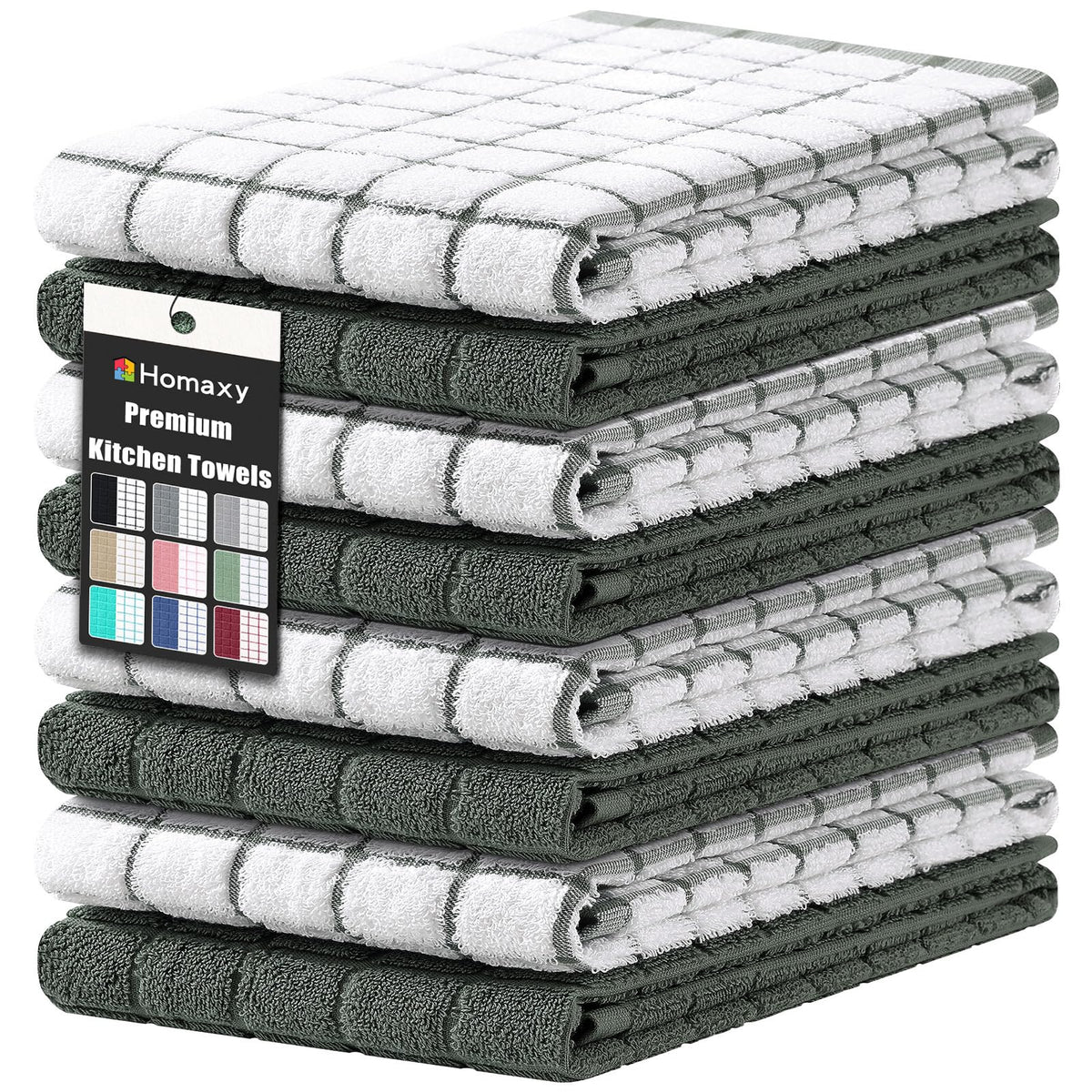 Large Premium Cotton Kitchen Towels 16"x 28" (8 Count)