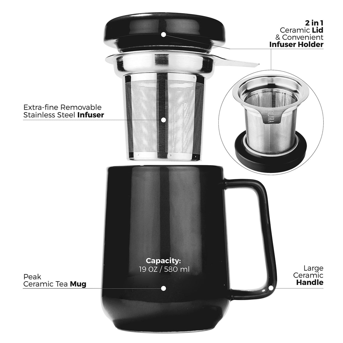 Peak Ceramic Black Tea Cup Infuser