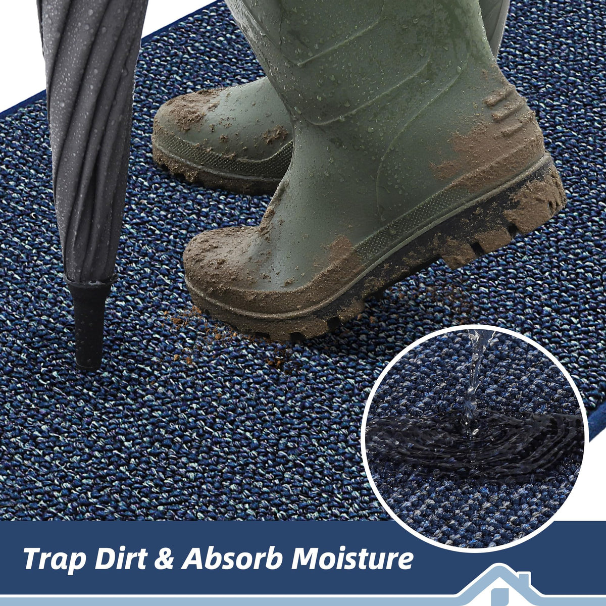 Dirt Trapper Door Mat 17" x 30" Half Circle Non Slip Rugs