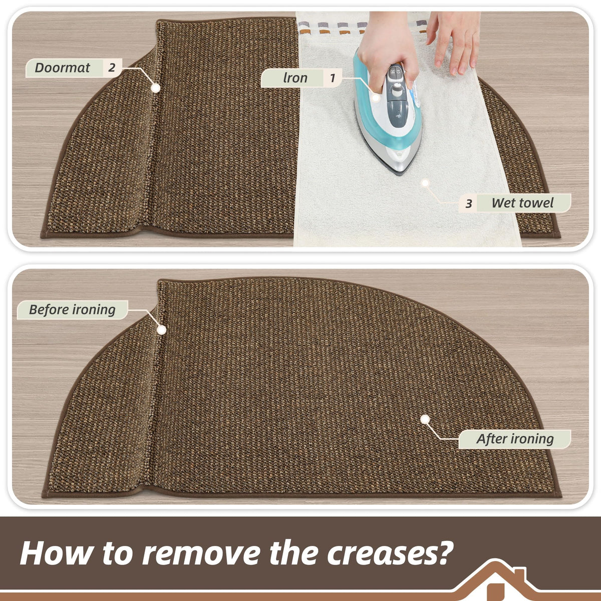 Dirt Trapper Door Mat 24" x 36" Half Circle Non Slip Rugs (2 Sq Ft)
