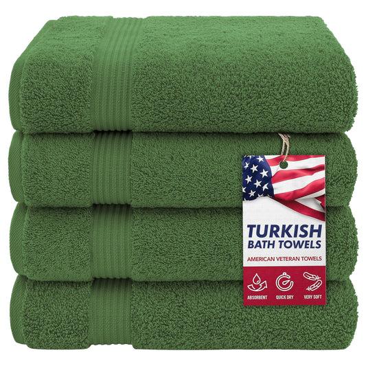 100% Cotton Turkish Bath Towels for Bathroom 4 Pack (4 Count)