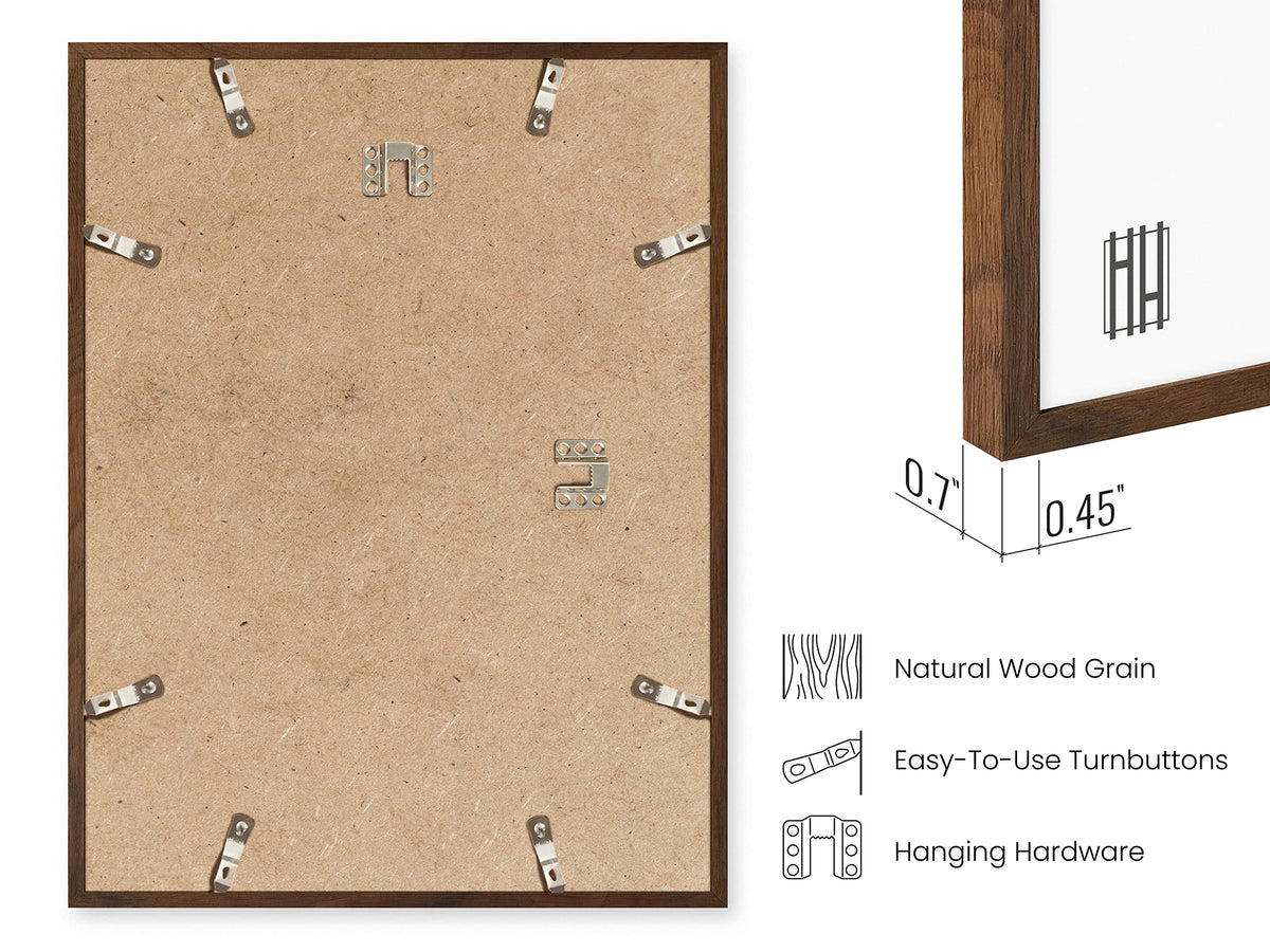 8.5x11 Walnut Oak Wood Picture Frames Set of 25