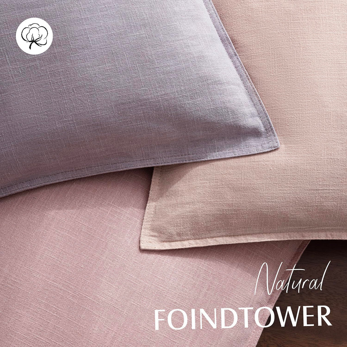 Pack of 2 Decorative Linen Solid Throw Pillow Covers Soft Accent Euro Cushion Case Boho Farmhouse Neutral Pillowcase for Couch Sofa Bedroom Living Room Home Decor 24 x 24 Inch Light Purple (2 Count)