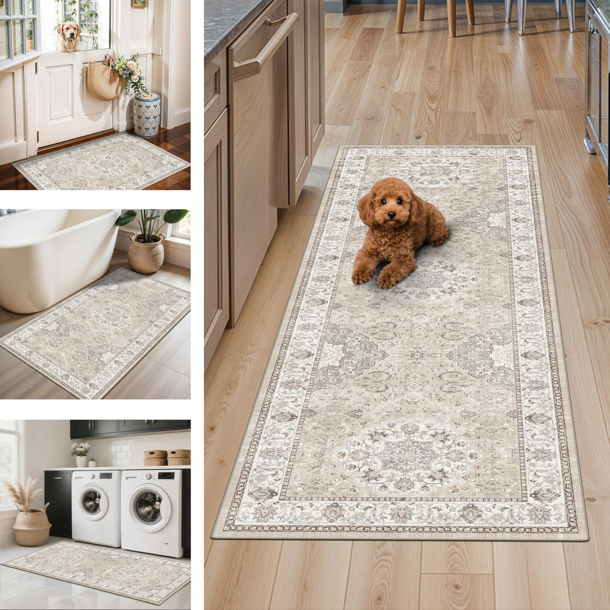 Washable Kitchen Rug Set of 3 (24 Sq Ft)