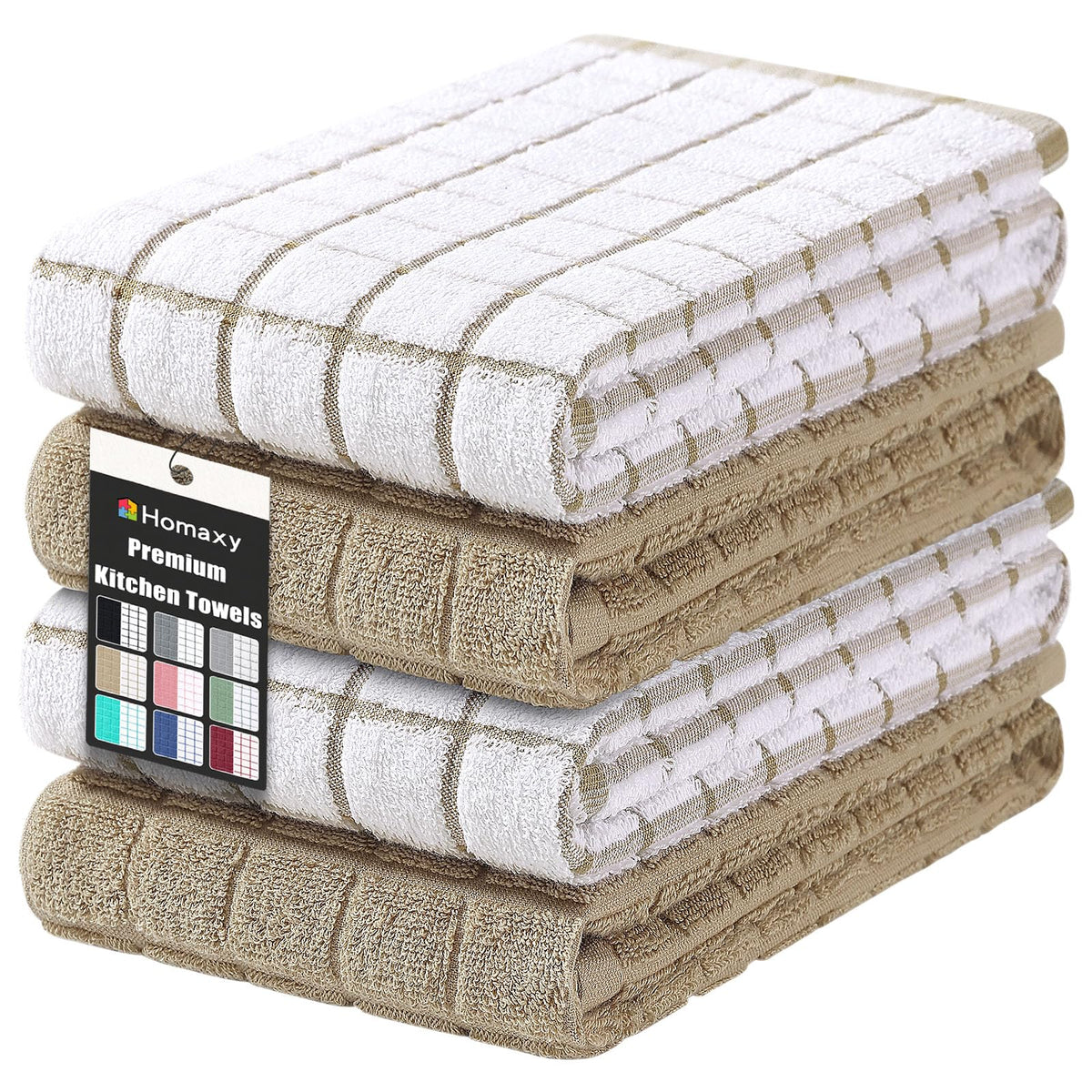 Large Premium Cotton Kitchen Towels 16"x 28" (4 Count)