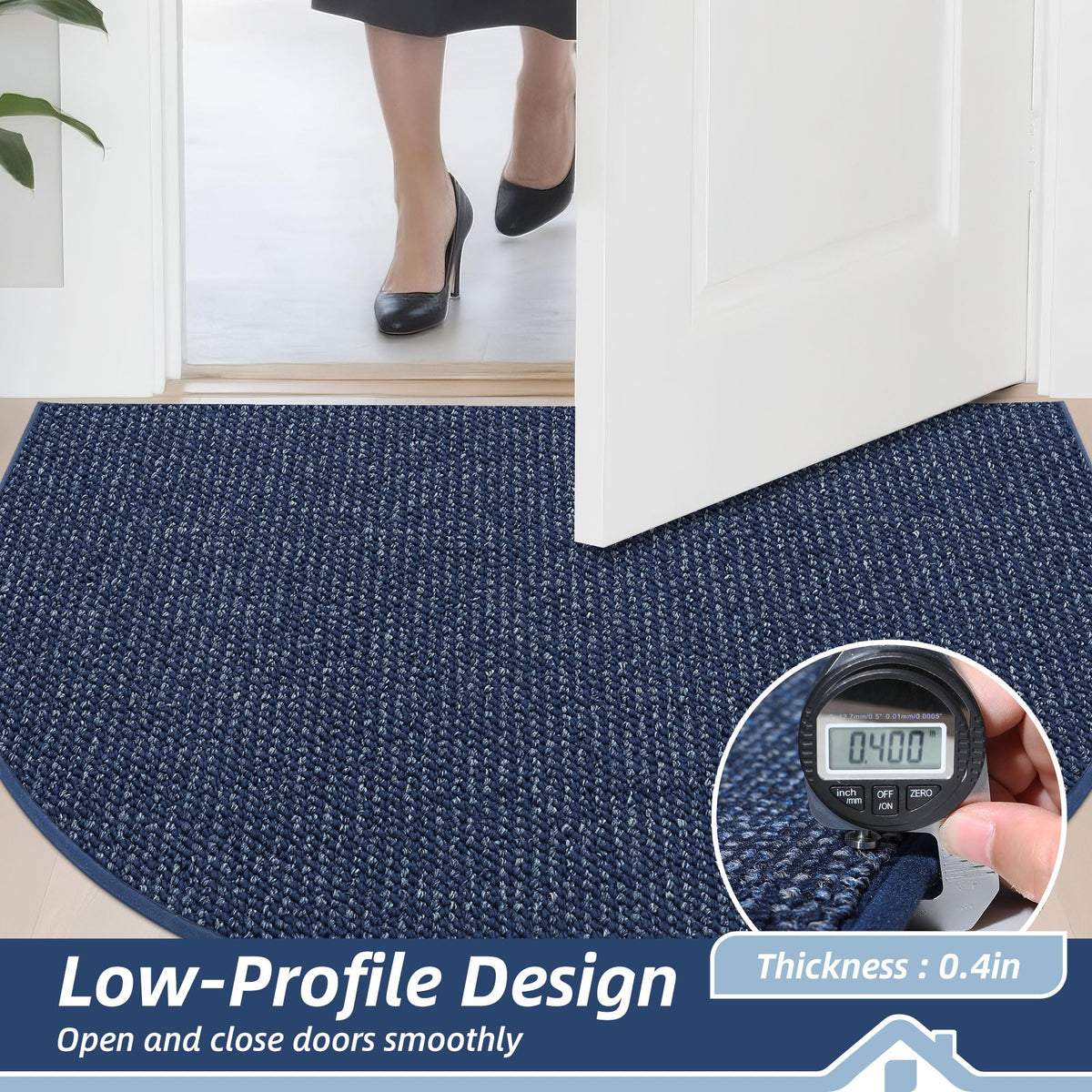 Dirt Trapper Door Mat 17" x 30" Half Circle Non Slip Rugs