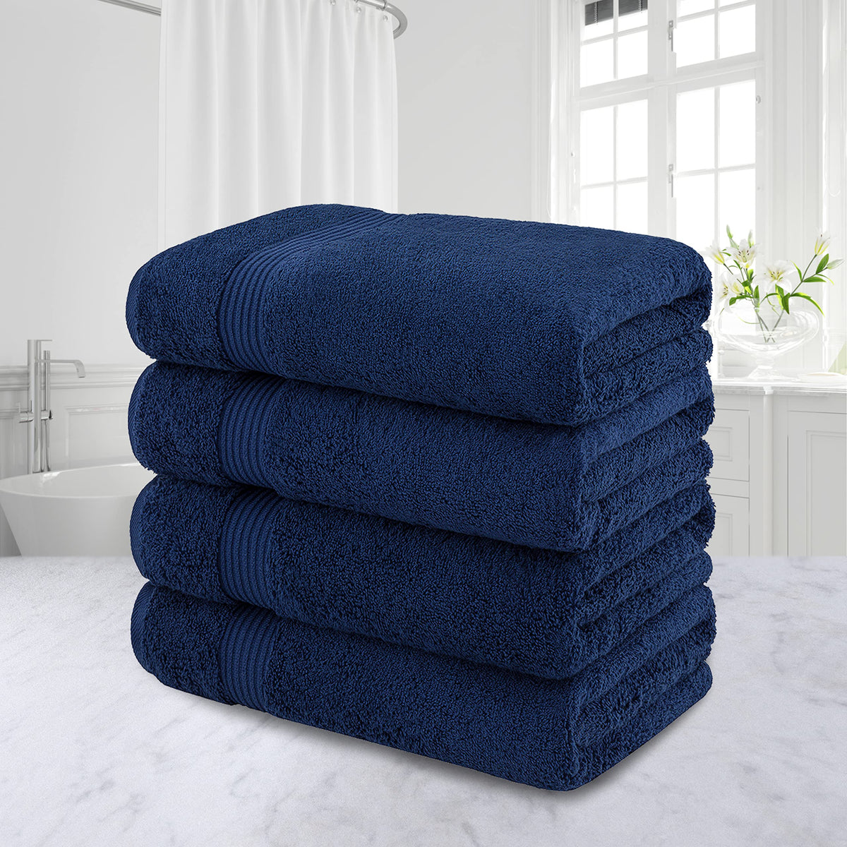 100% Cotton Turkish Bath Towels for Bathroom 4 Pack (4 Count)