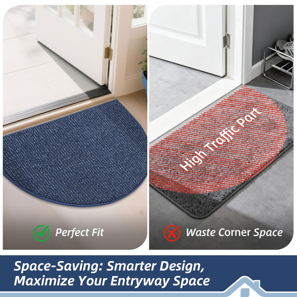 Dirt Trapper Door Mat 32" x 48" Half Circle Non Slip Rugs
