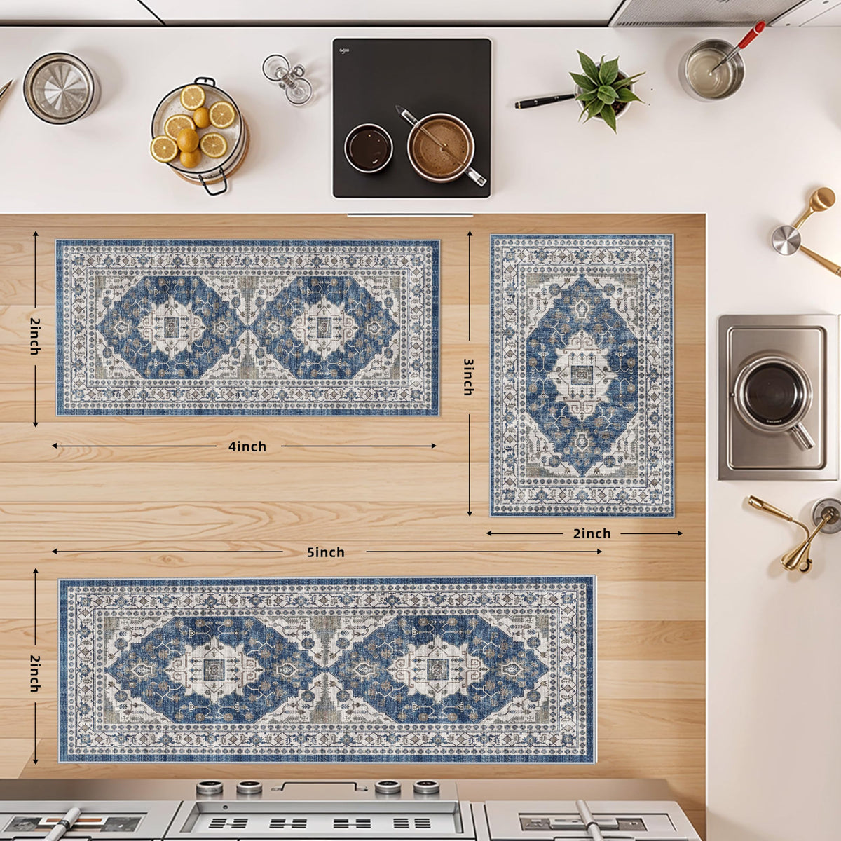 Washable 4 Piece Kitchen Floor Mats (14 Sq Ft)