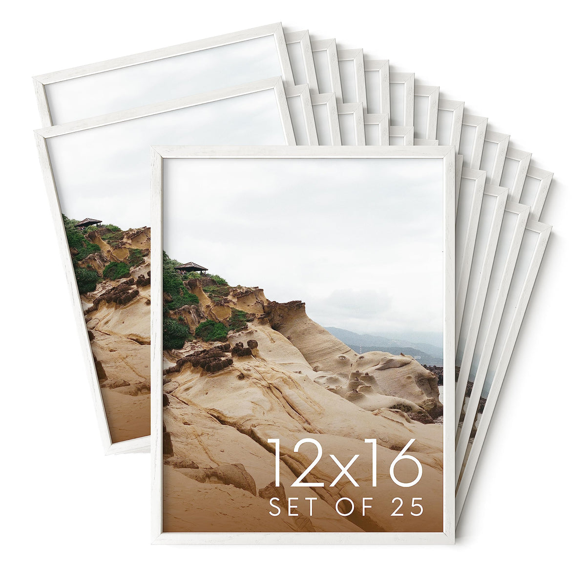 12x16 White Oak Wood Picture Frames Set of 25