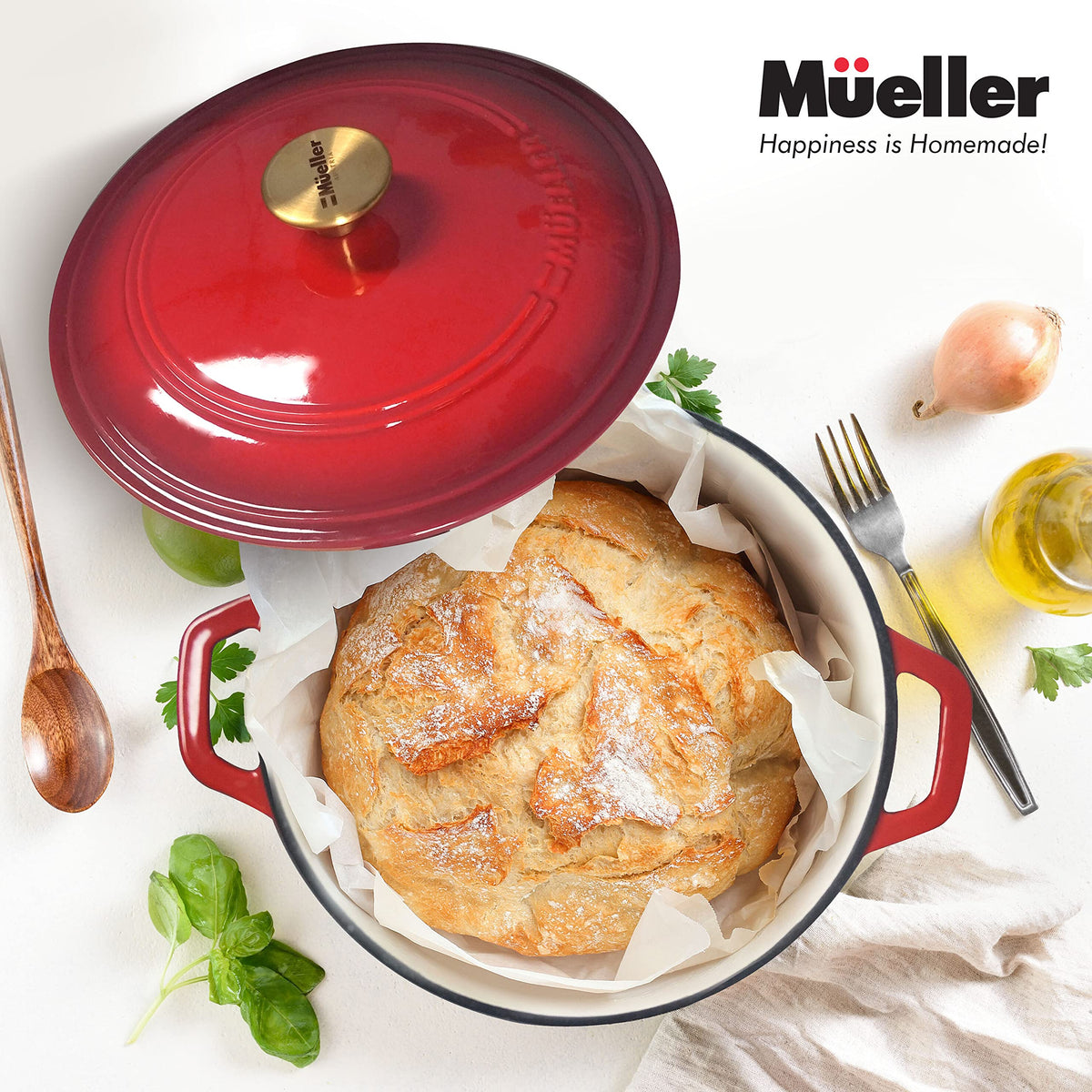 Mueller 6QT Enameled Cast Iron Dutch Oven with Lid