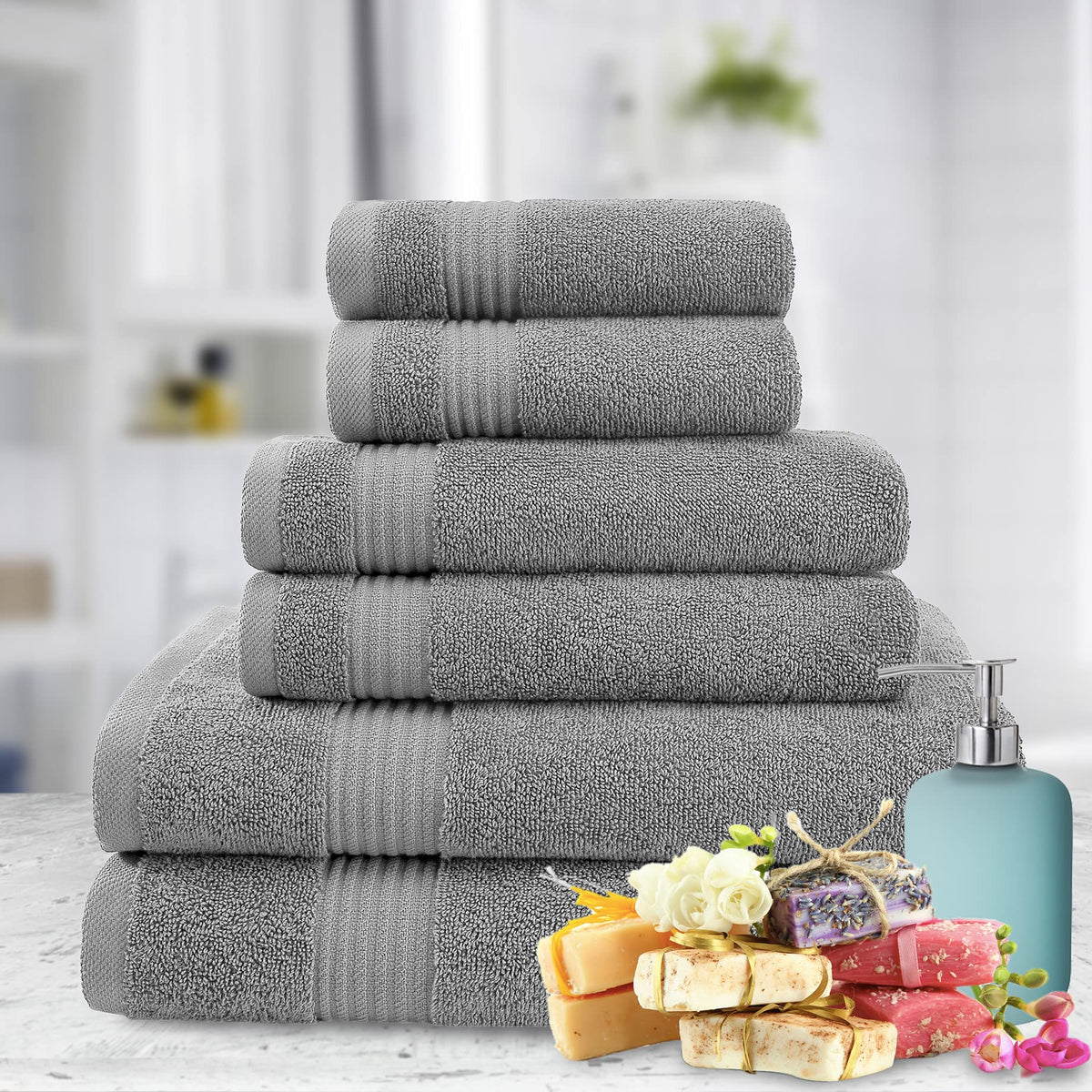 6 Piece Towel Set for Bathroom (6 Count)