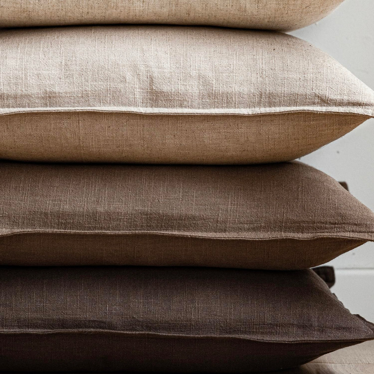 Set of 2 Decorative Linen Solid Throw Pillow Covers Soft Accent Cushion Euro Case Boho Farmhouse Pillowcase for Chair Couch Sofa Bedroom Living Room Home Decor 18 x 18 Inch Natural Linen (2 Count)