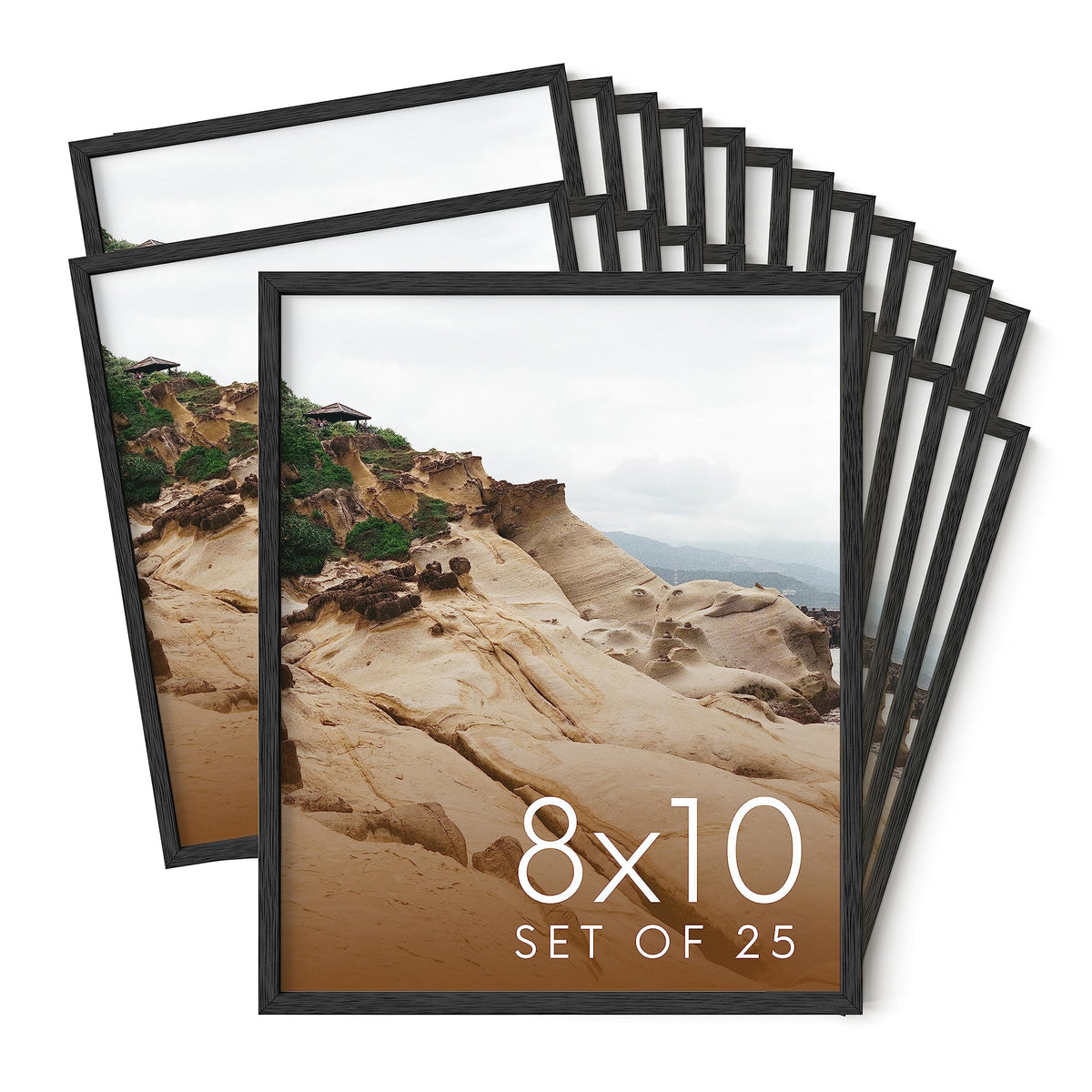 8x10 Black Oak Wood Picture Frames Set of 25 (25 Count)