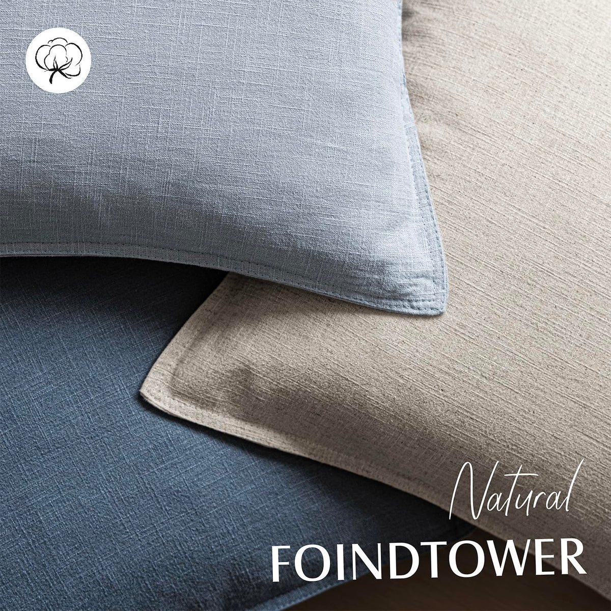 Pack of 2 Decorative Linen Solid Throw Pillow Covers Soft Accent Euro Cushion Case Boho Farmhouse Pillowcase for Chair Couch Sofa Bedroom Living Room Home Decor 24 x 24 Inch Sky Blue (2 Count)