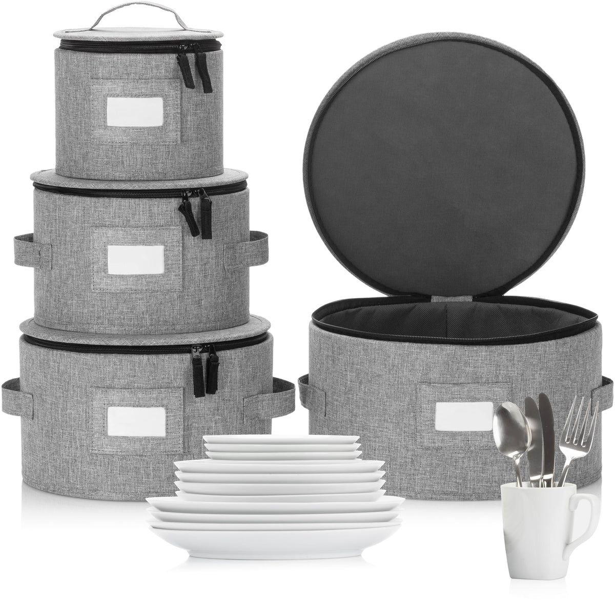 Set of 4 China Storage Cases for Dinnerware
