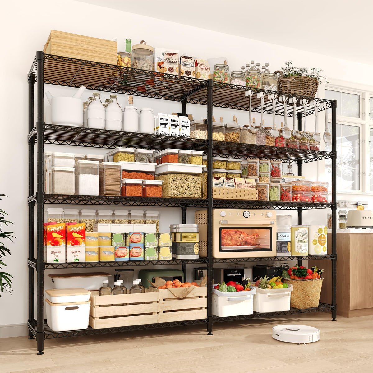 71" Wide Storage Shelves Metal Shelving Units 5 Tier