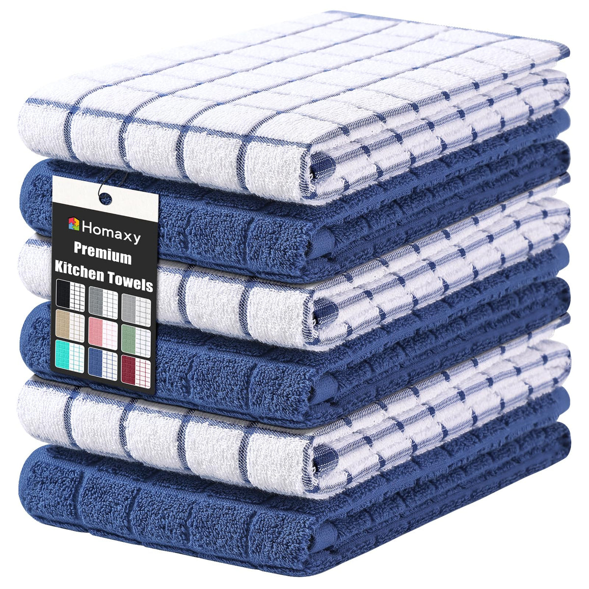Large Premium Cotton Kitchen Towels 16"x 28" (6 Count)