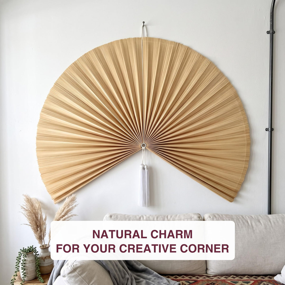 Beige Bamboo Wall Fan