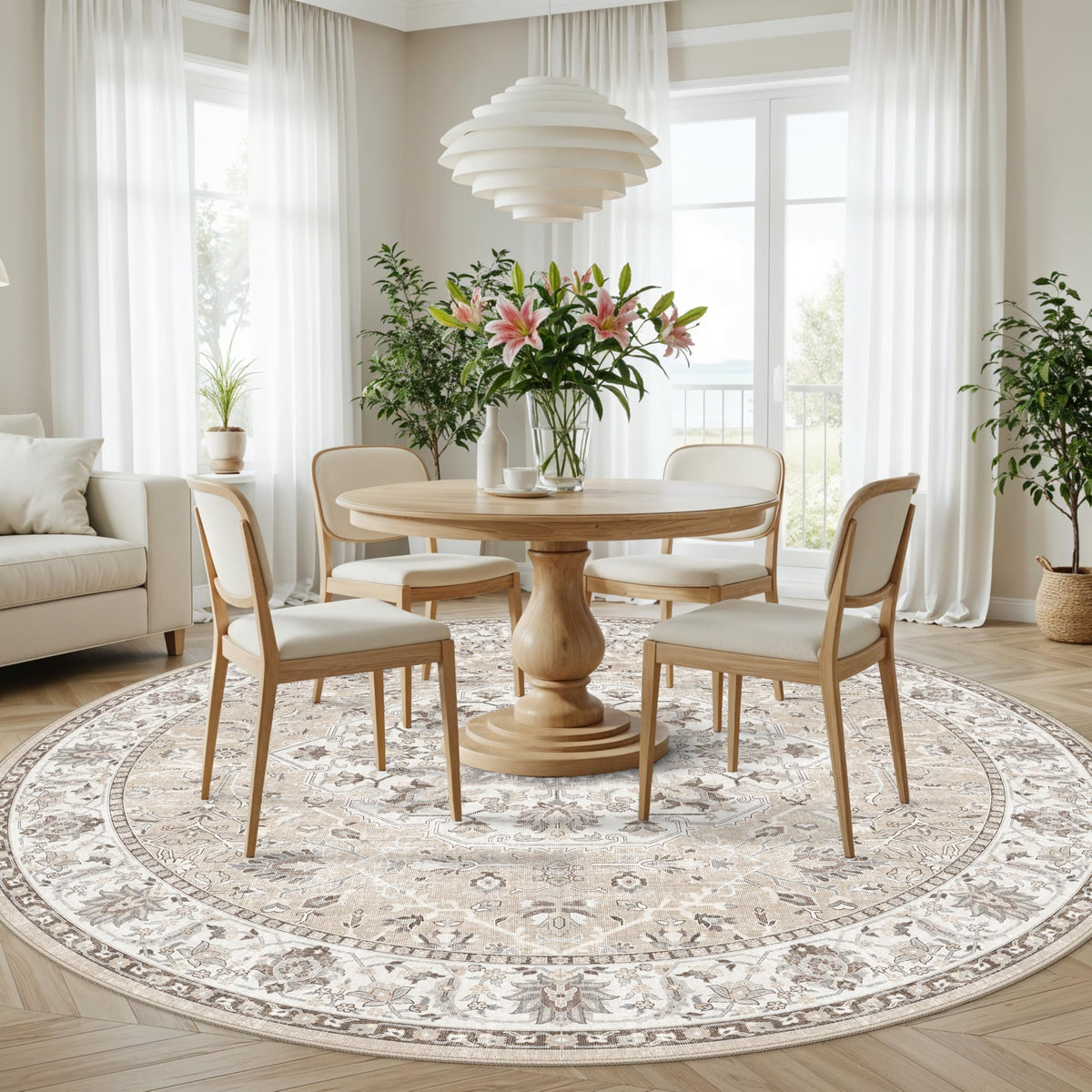 Washable 6ft Circle Round Rug