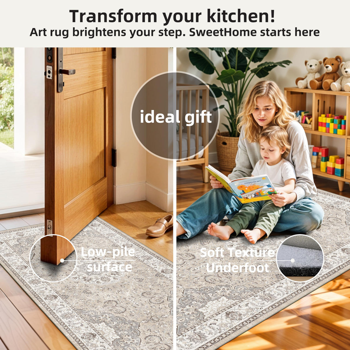 4 Pieces Kitchen Rug Set (10.5 Sq Ft)