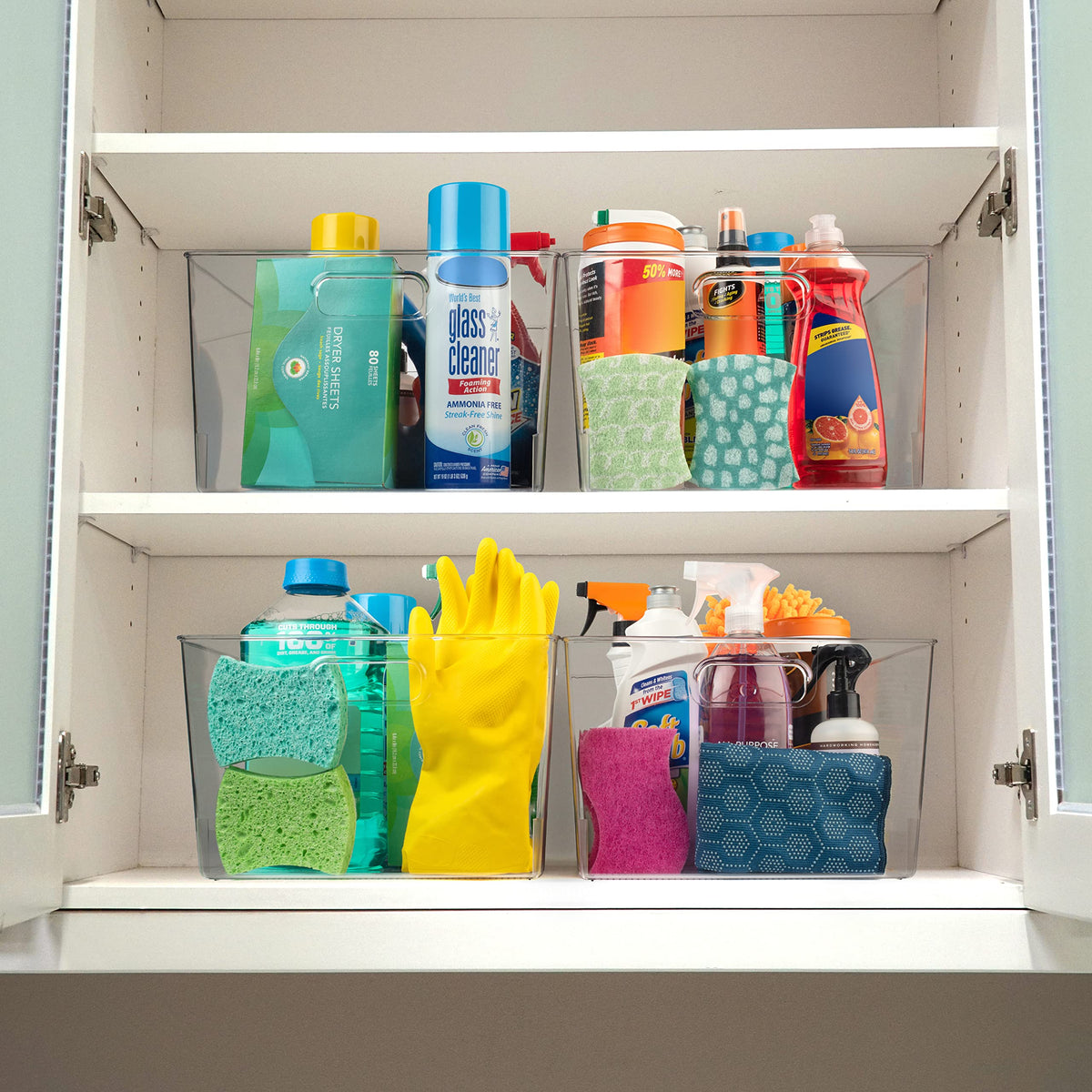 Clear Plastic Storage Bins for Kitchen (6 Count)