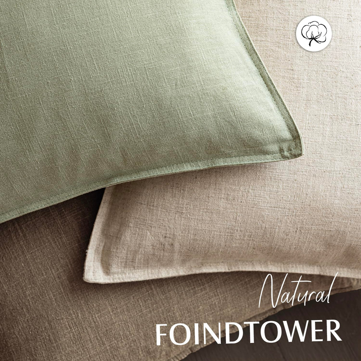 Pack of 2 Decorative Linen Solid Throw Pillow Covers Soft Accent Cushion Case Boho Farmhouse Pillowcase for Chair Couch Sofa Bedroom Living Room Home Decor 24 x 24 Inch Light Sage Green