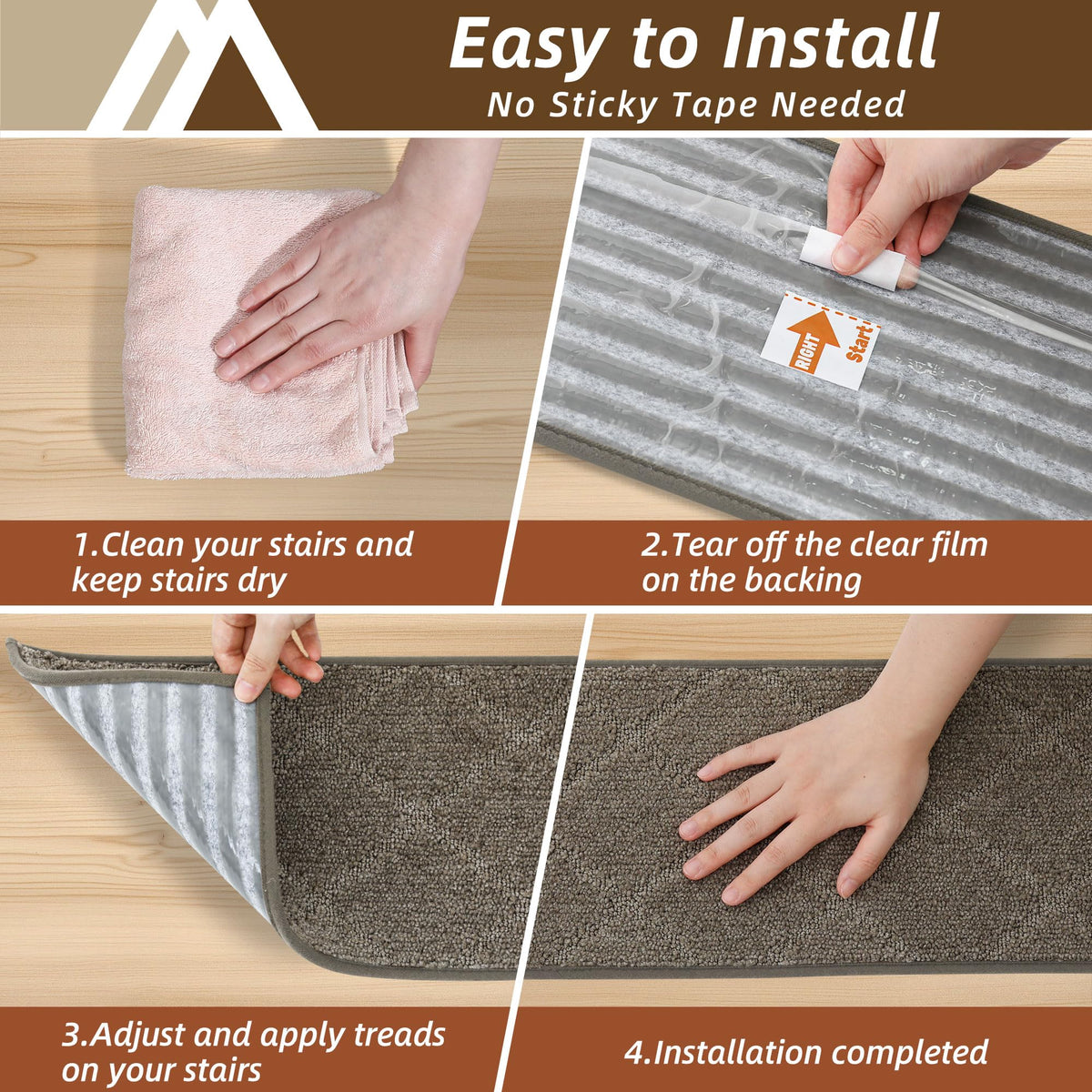 Stair Treads for Wooden Steps Non Slip 9"x28"