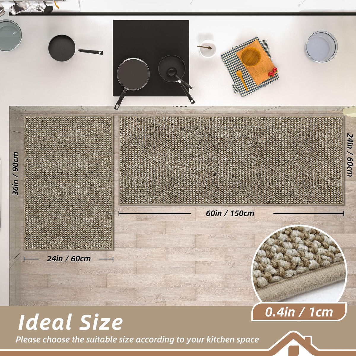 Kitchen Rugs and Mats 2PCS Non