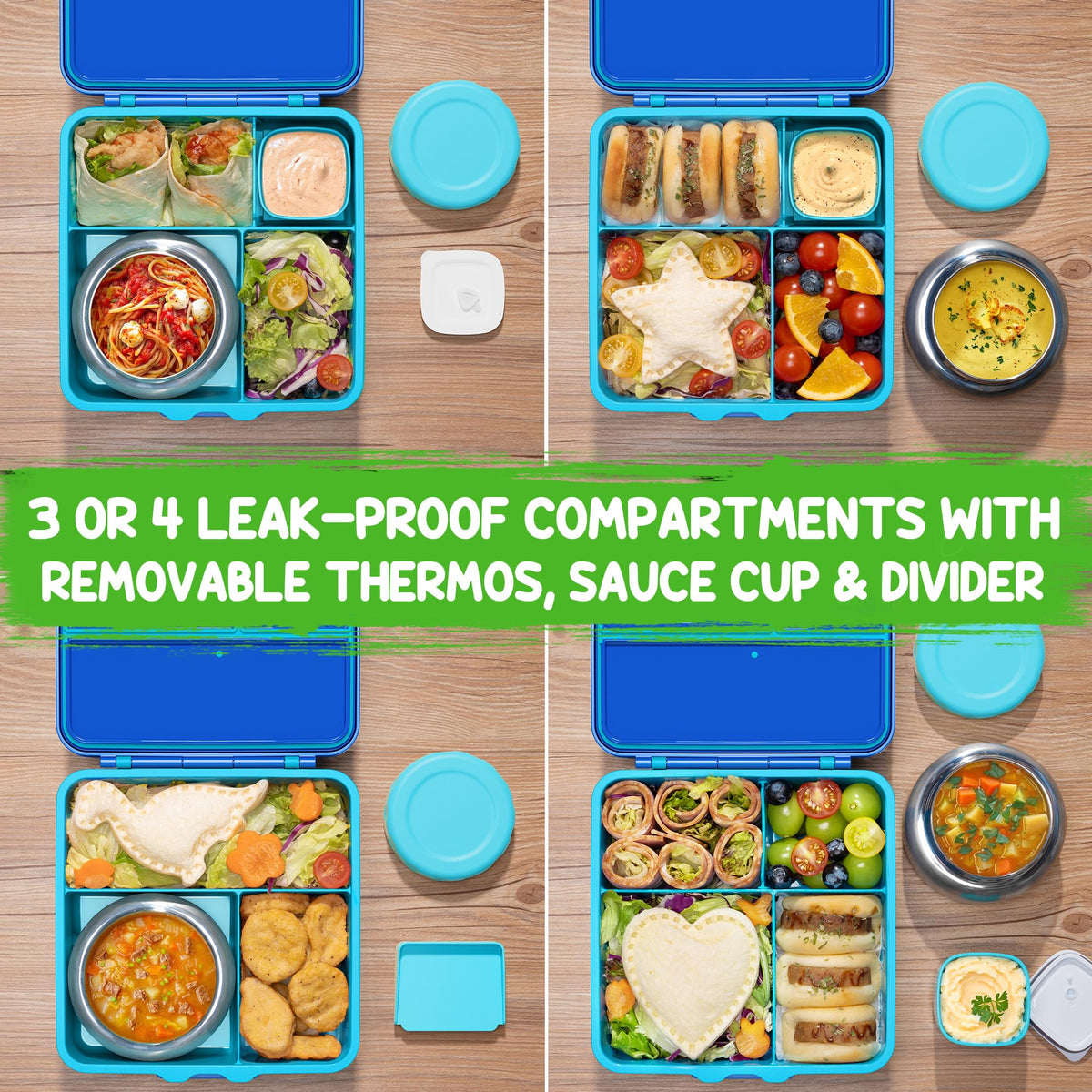 60oz Leakproof Bento Lunch Box for Kids with 8.5oz Thermo Food Jar