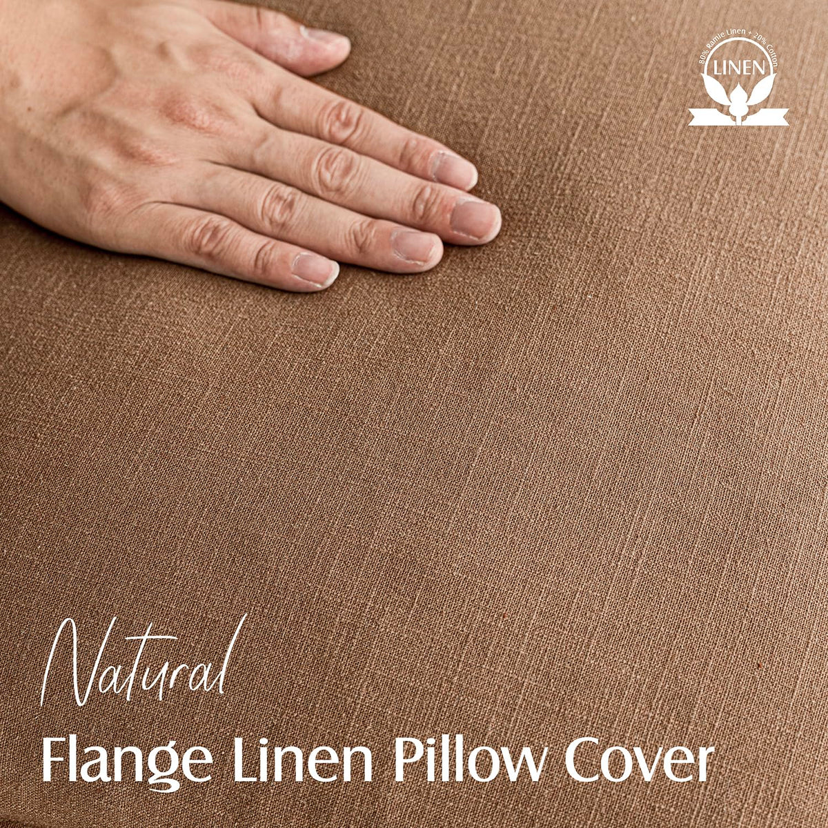 Pack of 2 Decorative Linen Solid Throw Pillow Covers Soft Accent Cushion Case Boho Farmhouse Pillowcase for Chair Couch Sofa Bedroom Living Room Home Decor 22 x 22 Inch Light Khaki Brown (2 Count)