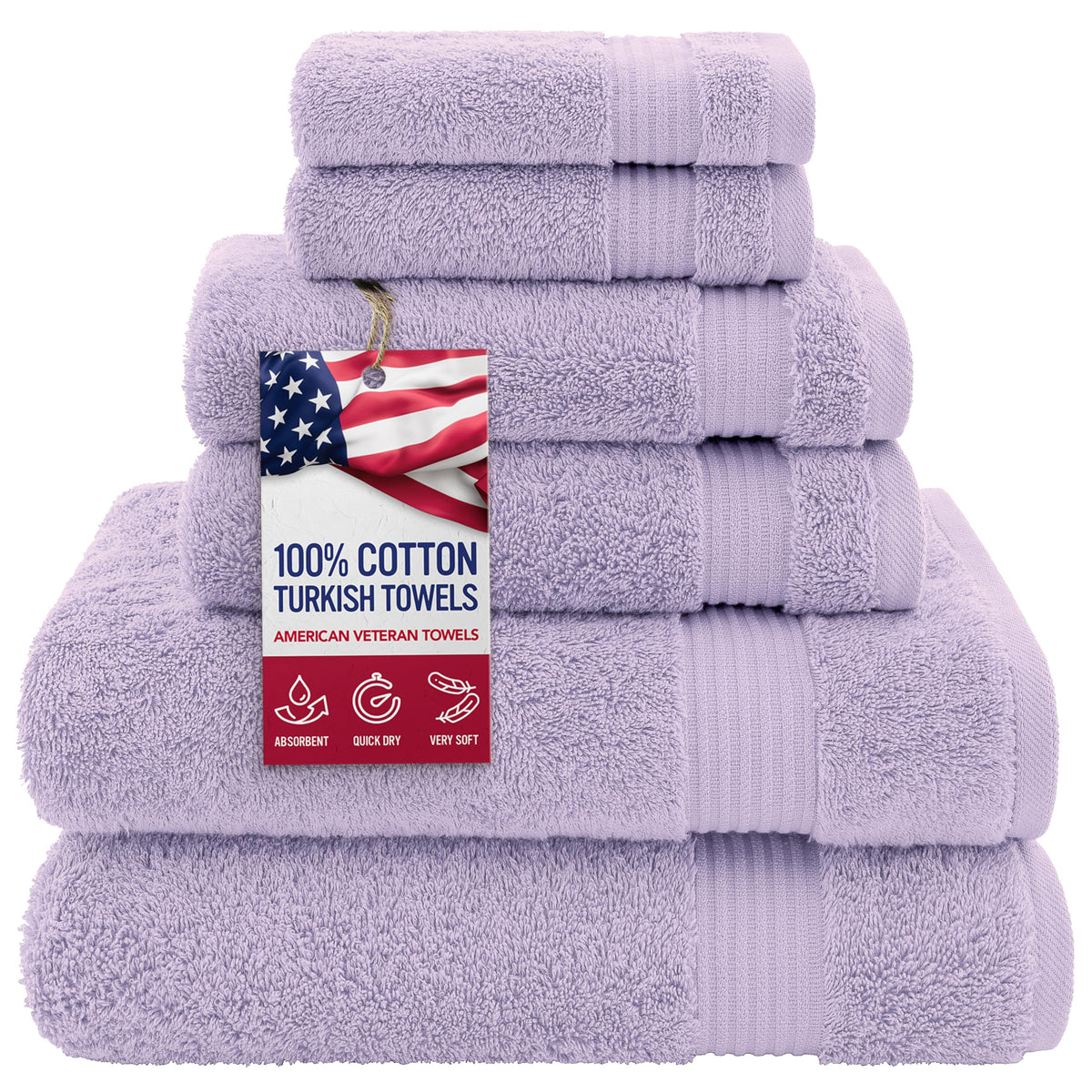 100% Cotton Turkish 6 Piece Towel Set (6 Count)