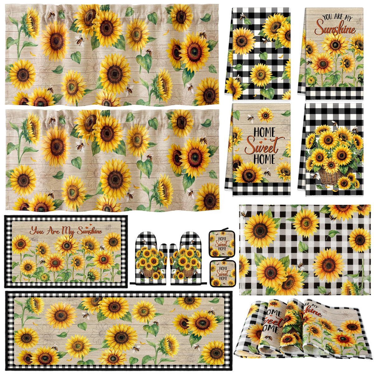 16 Pcs Sunflower Kitchen Decor Set (16 Count)