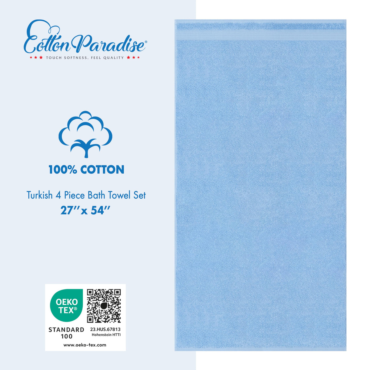 100% Cotton Turkish Towel Set (4 Count)