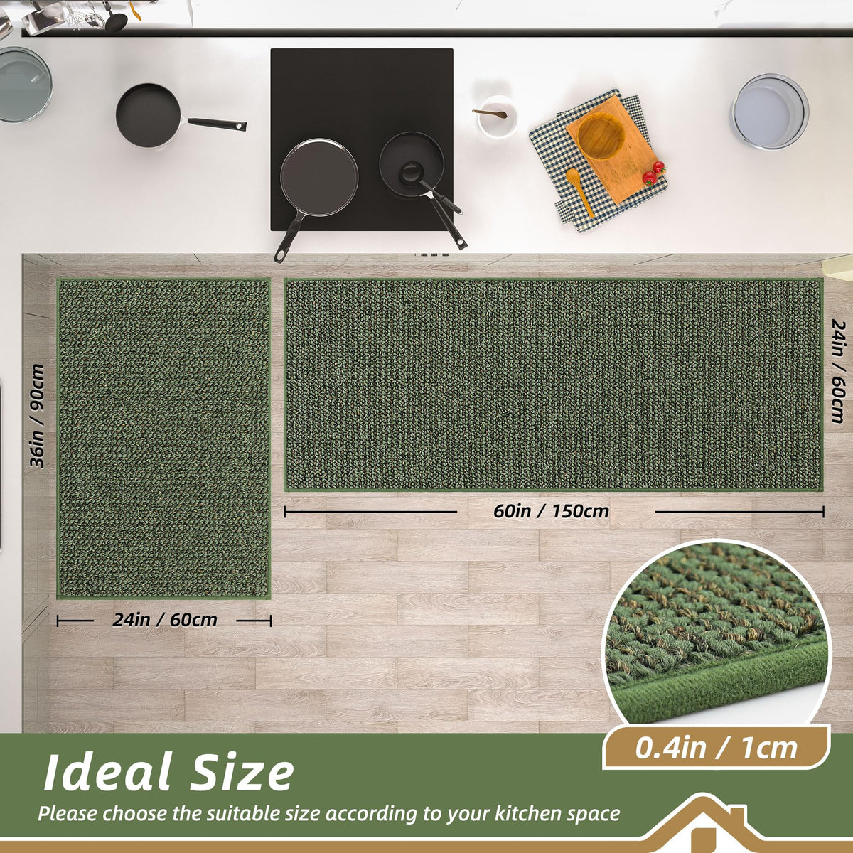 Kitchen Rugs and Mats 2PCS Non
