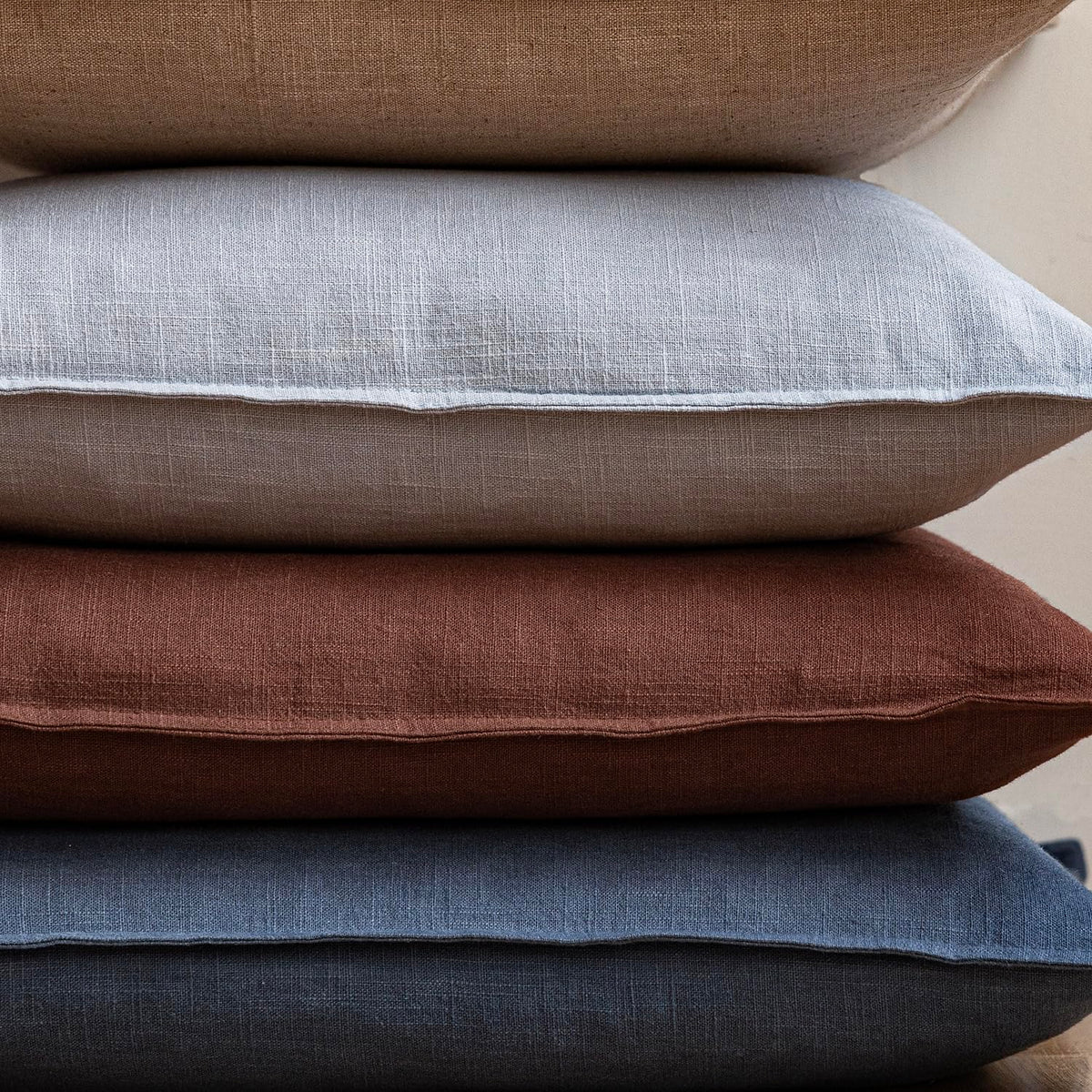 Pack of 2 Decorative Linen Solid Throw Pillow Covers Soft Accent Euro Cushion Case Farmhouse Neutral Pillowcase for Chair Couch Sofa Bedroom Living Room Home Decor 20 x 20 Inch Dark Blue (2 Count)